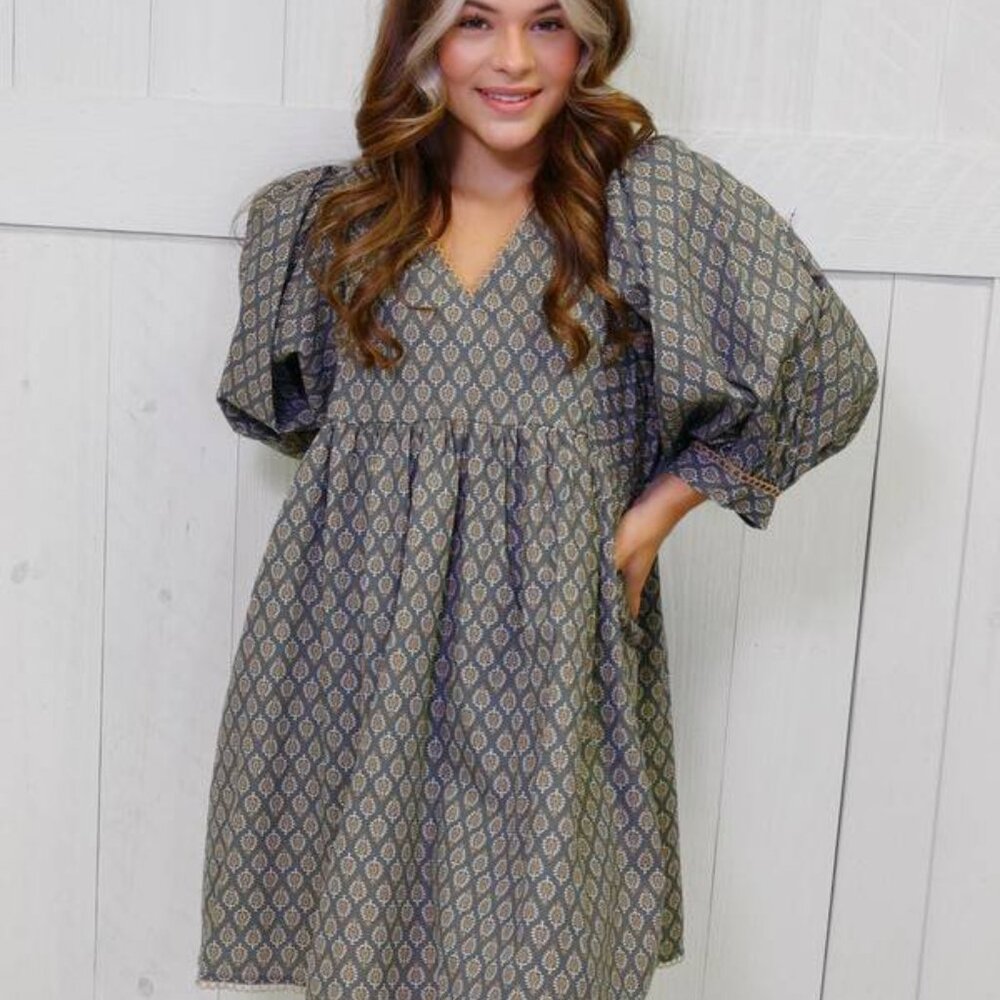 Women's Printed Mini Babydoll Dress